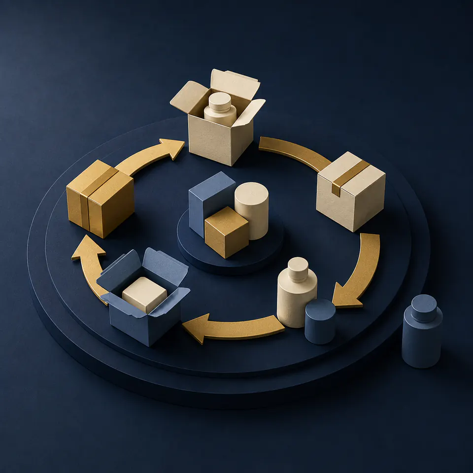 Productos y cajas recorriendo un ciclo de rotación
